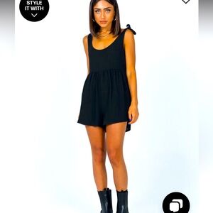 Urban Outfitters Marlee Knit Tie Shoulder Romper scoopneck, soft cozy, must have